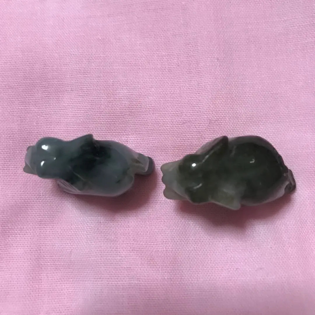 Jade Elephant, Ornament, Carving, Power Stone, Set of 2