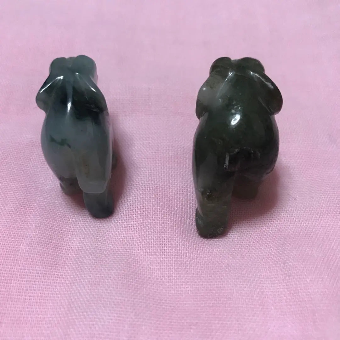 Jade Elephant, Ornament, Carving, Power Stone, Set of 2