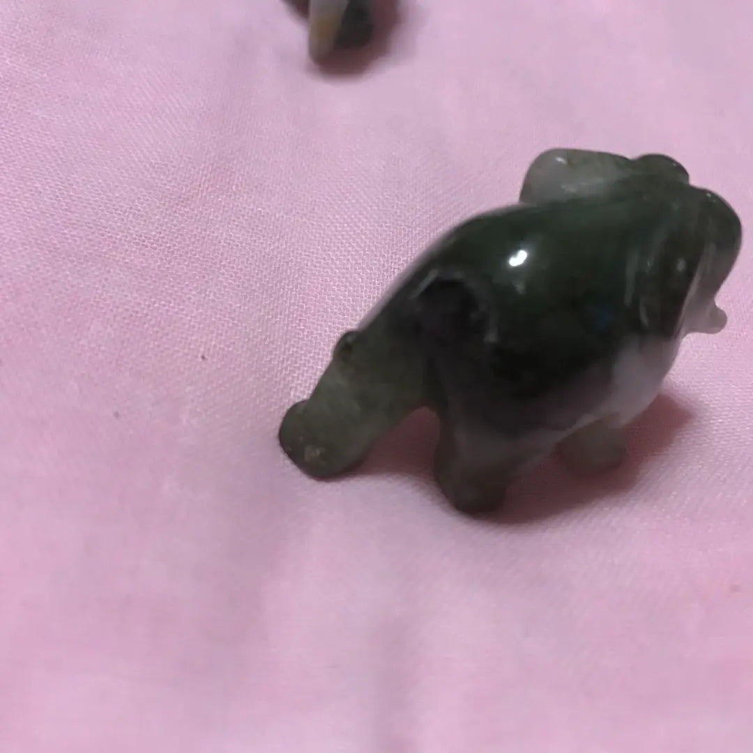 Jade Elephant, Ornament, Carving, Power Stone, Set of 2