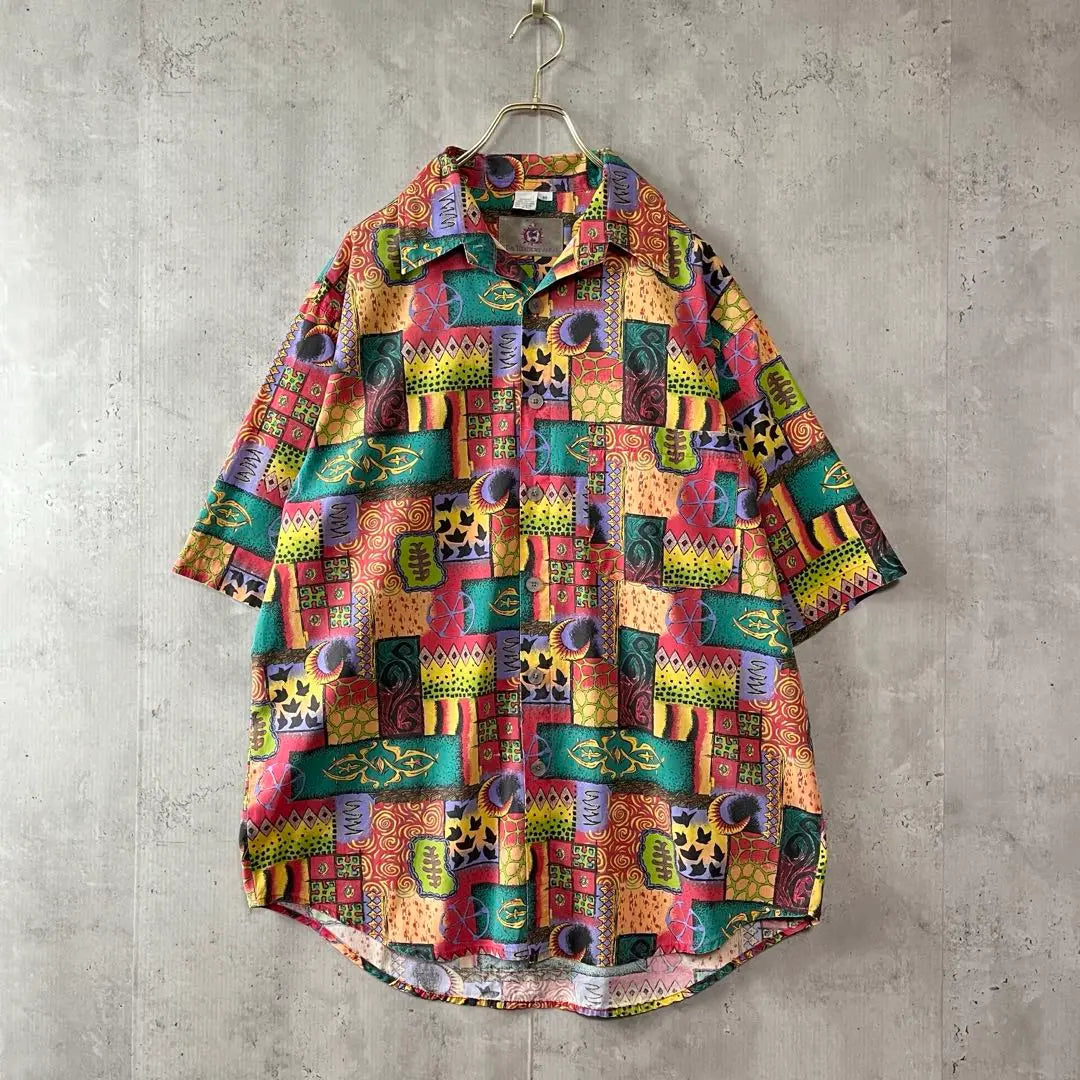 THE TERRITORY AHEAD patterned shirt, all-over pattern, oversized, short sleeves