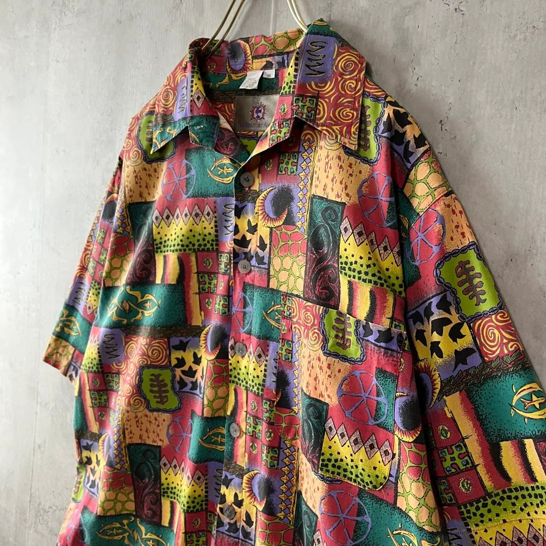 THE TERRITORY AHEAD patterned shirt, all-over pattern, oversized, short sleeves