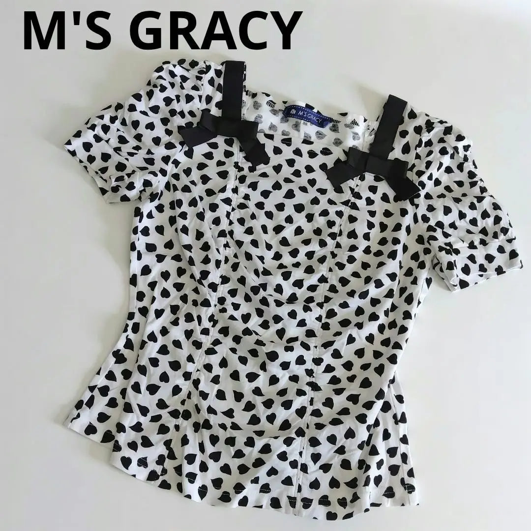 M's Gracie ribbon cut and sew heart pattern T-shirt white white