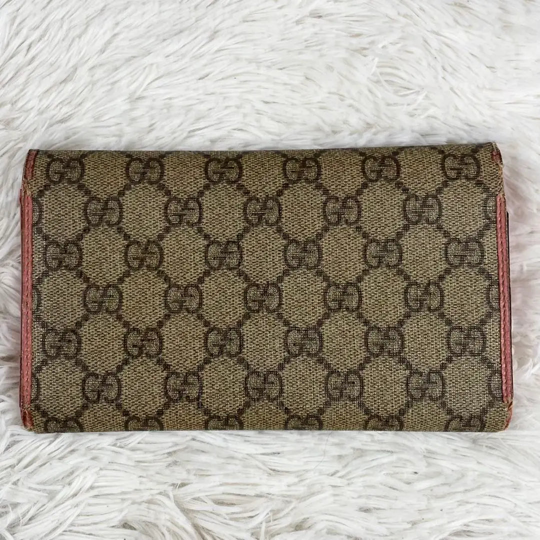 Very popular GUCCI PVC leather long wallet GG pattern hook logo embossed trifold