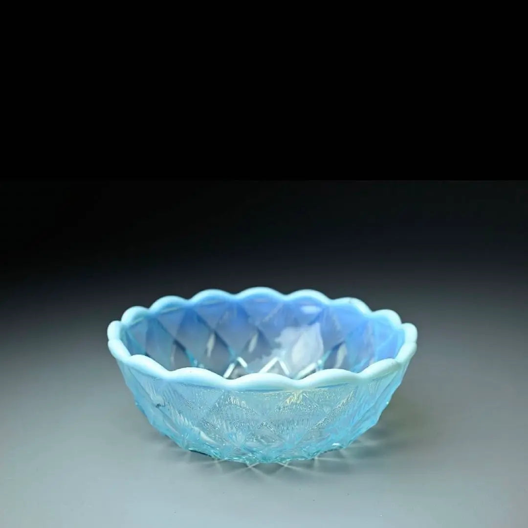 Meiji-Taisho period Blue Kiriko Uranium glass Ice cup Ice cup Japanese glass Retro