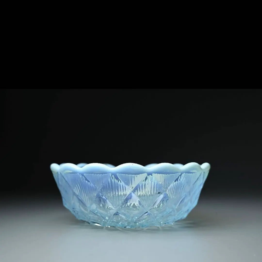 Meiji-Taisho period Blue Kiriko Uranium glass Ice cup Ice cup Japanese glass Retro