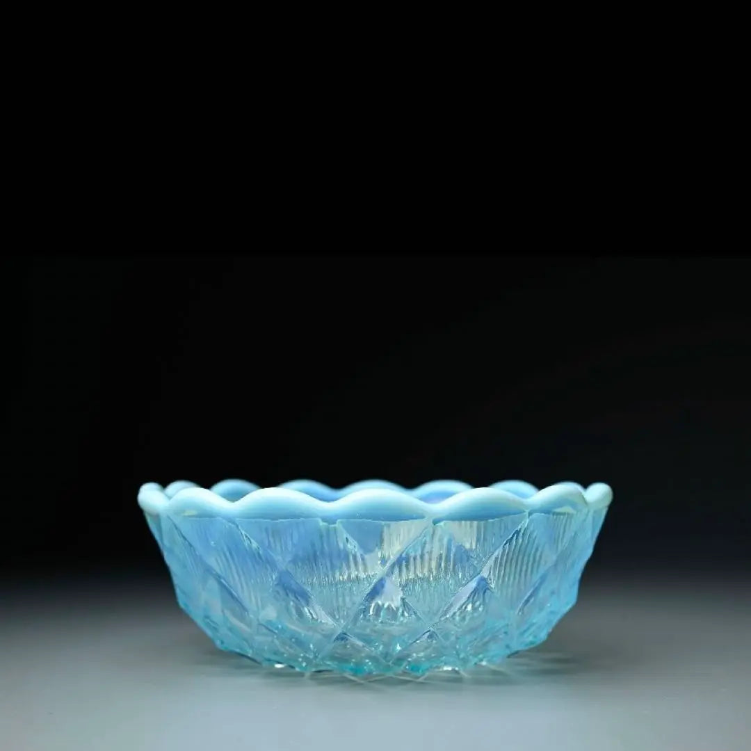 Meiji-Taisho period Blue Kiriko Uranium glass Ice cup Ice cup Japanese glass Retro