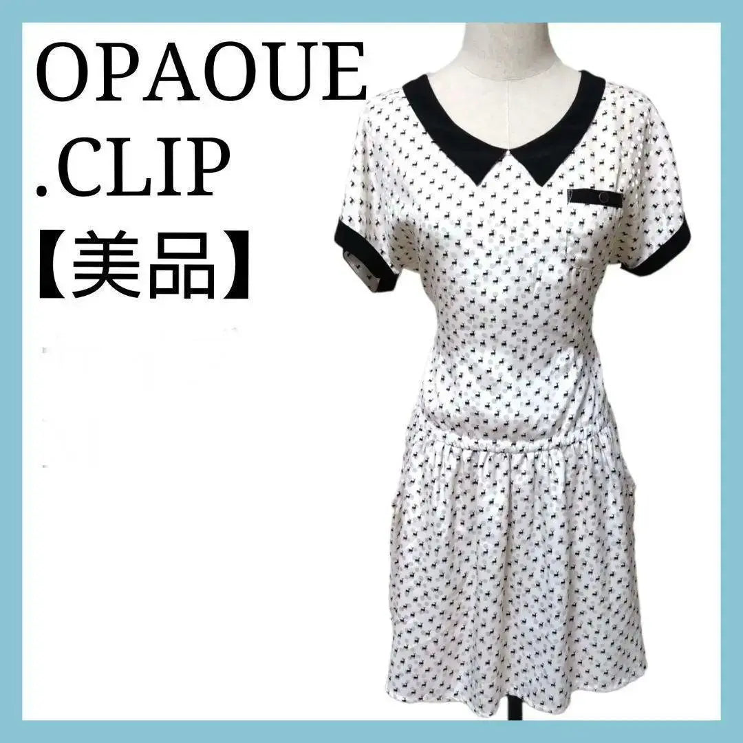 [Productos hermosos] Opak Dot Clip One Piece Heart Heart Animal Pattern Manga corta Verano | 【美品】 オペークドットクリップ ワンピース ひざ丈 アニマル柄 半袖 夏