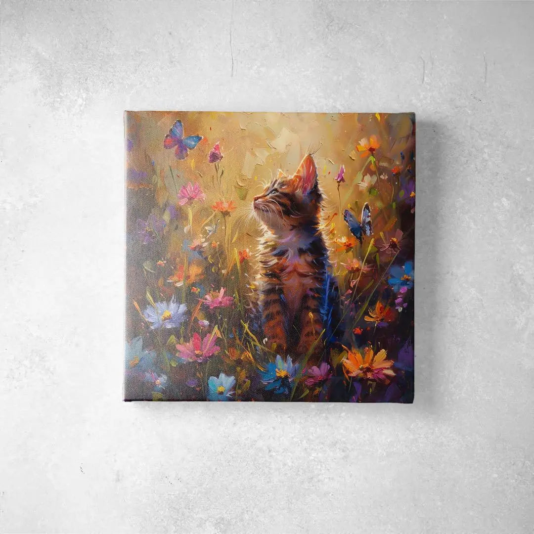 Healing kittens and flowers canvas art