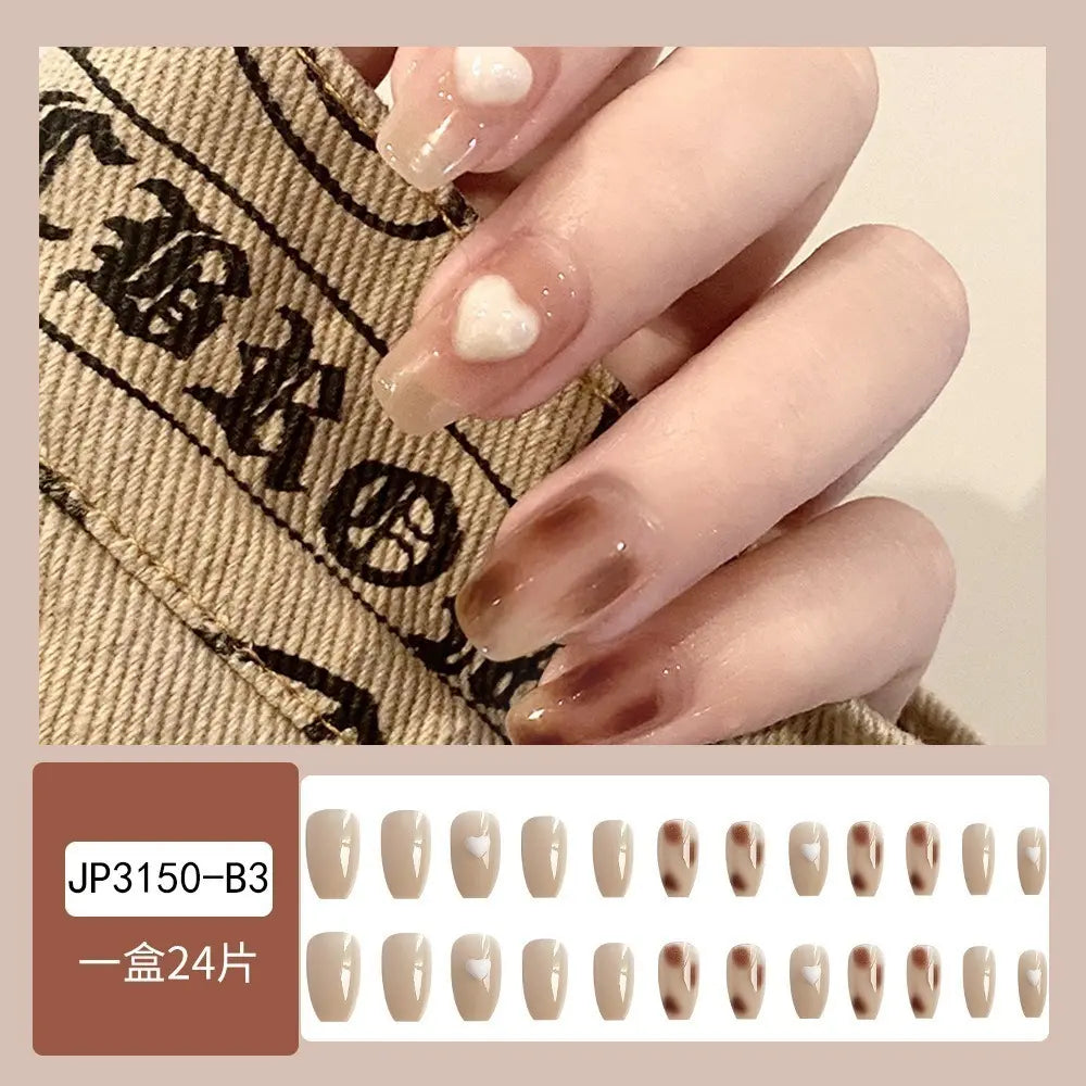 24 pieces nail tips, dull color, ballerina, fake nails, natural, Korea