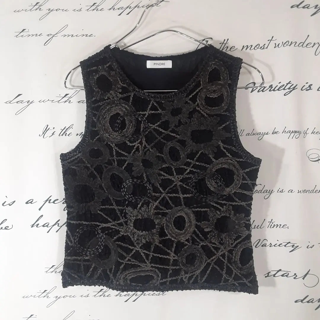 Pinore King, Japan Made in Japan, Superb Condition, Black x Gray, Embroidery, Mall, Leather, Vest