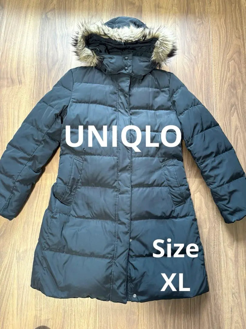 Chaqueta de plumón negra UNIQLO con cinturón de cintura larga de piel | Productos UNIQLO