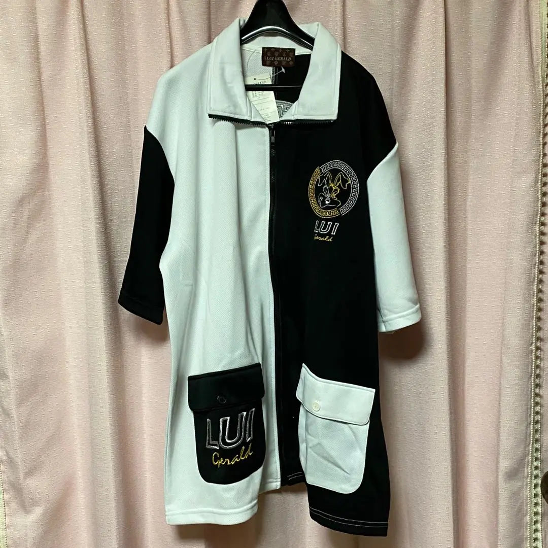 LUI Black White Zip-Up Shirt