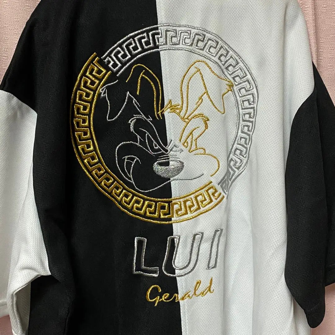 LUI Black White Zip-Up Shirt