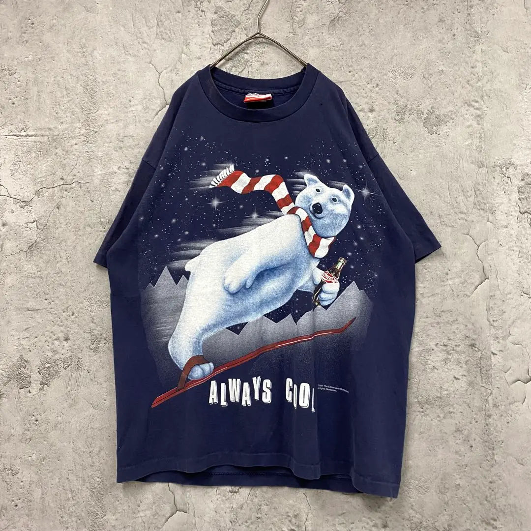 Rare USA 90S [Ropa usada] Camiseta de la compañía Coca -Cola Azul marino Hombre XL | レアUSA製90s【古着】コカコーラ 企業Tシャツ ネイビー メンズXL