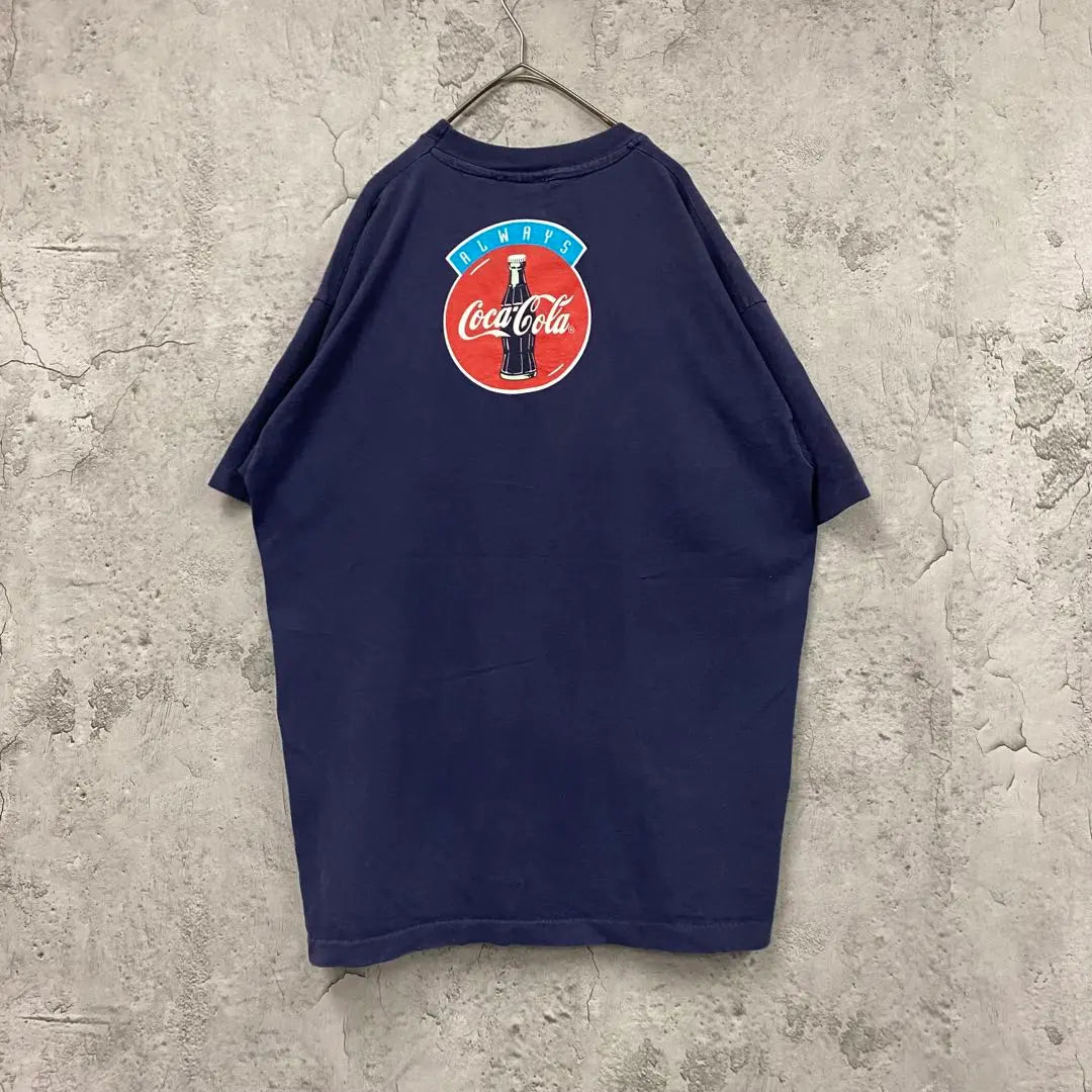 Rare USA 90S [Ropa usada] Camiseta de la compañía Coca -Cola Azul marino Hombre XL | レアUSA製90s【古着】コカコーラ 企業Tシャツ ネイビー メンズXL