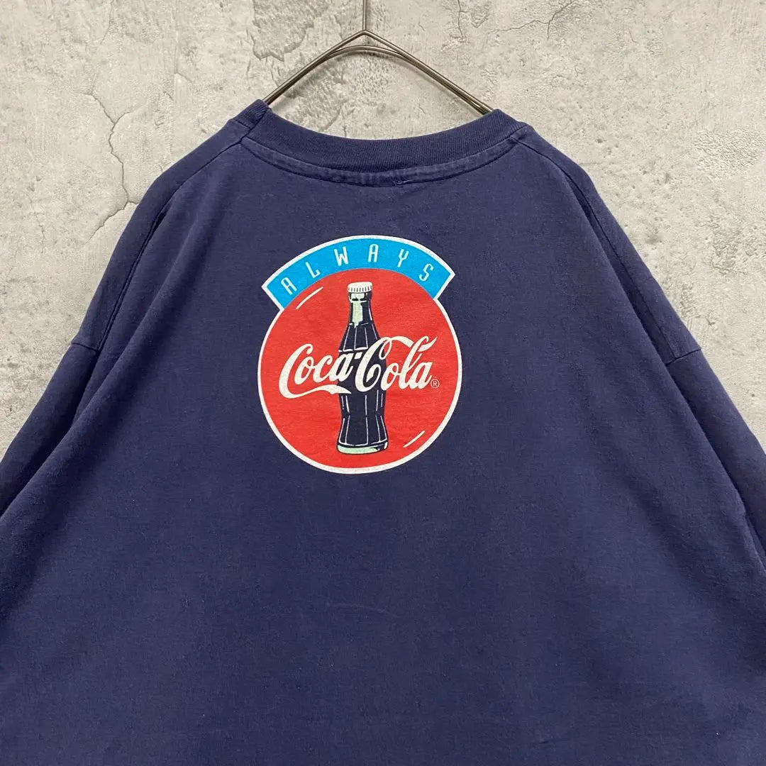 Rare USA 90S [Ropa usada] Camiseta de la compañía Coca -Cola Azul marino Hombre XL | レアUSA製90s【古着】コカコーラ 企業Tシャツ ネイビー メンズXL