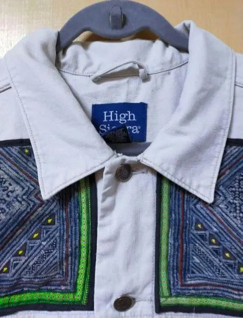 Ethnic denim clothing jacket long cardigan Hmong remake clothing 1