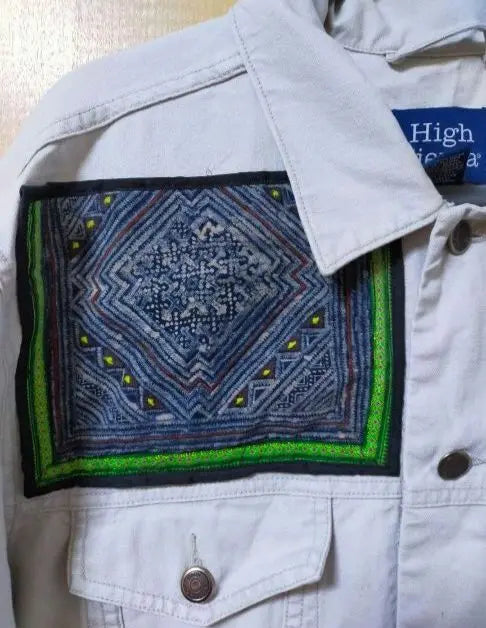 Ethnic denim clothing jacket long cardigan Hmong remake clothing 1