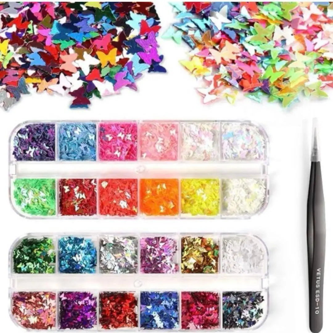 Nail parts nail art kit glitter butterfly butterfly glitter 24 colors