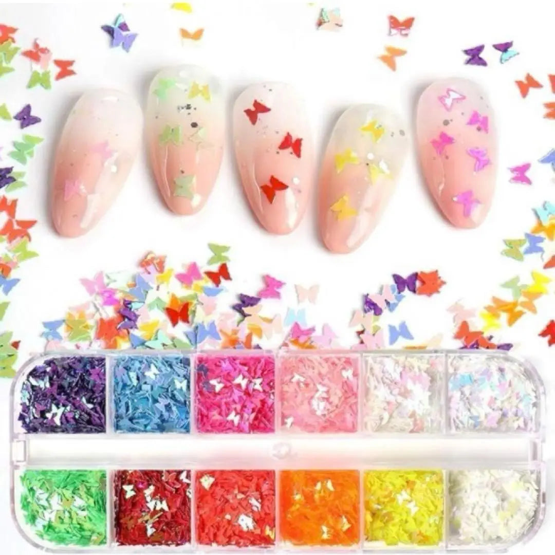 Kit de decoración de uñas con purpurina y mariposas, purpurina y mariposas, 24 colores