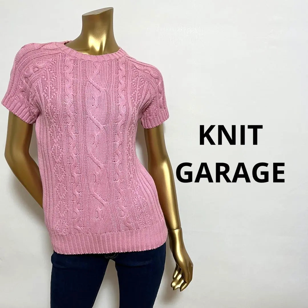 [2642] Knit Garage Manga Corta Punto Rosa | 【2642】KNIT GARAGE 半袖 ピンク ニット