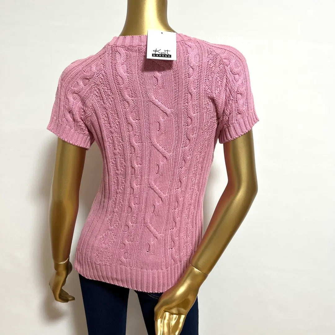 [2642] Knit Garage Short Sleeve Pink Knit