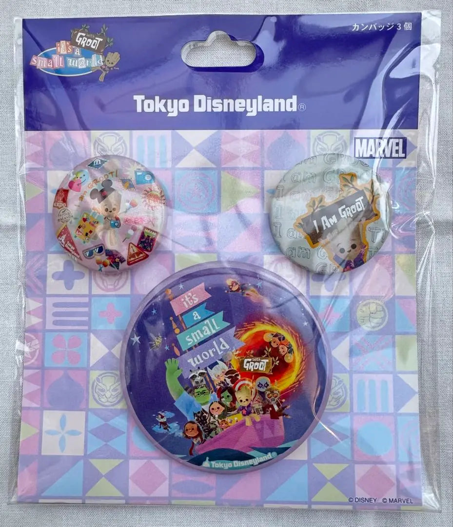 [¡Colaboración muy popular!] Juego de 3 insignias de lata de Groot de Tokyo Disneyland