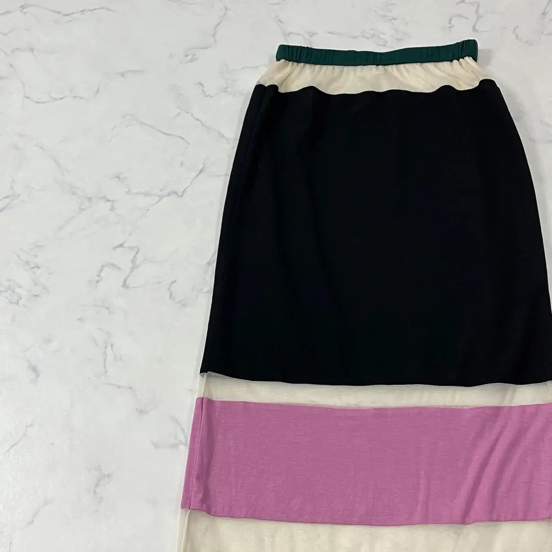 Beautiful condition AMERI switch, different materials, lining, elastic waist, transparent, midi skirt