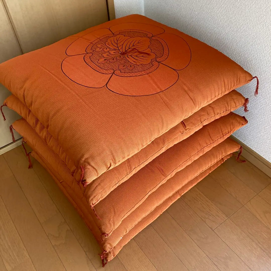 Orange floral embroidery, 5 square cushions