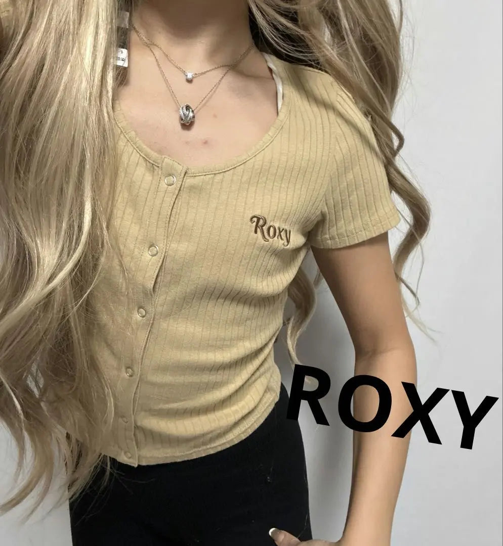 A10476 ROXY Linda camiseta canalé manga corta producto recomendado ♡ | A10476 ROXY ばりかわい リブ半袖tシャツ おすすめ商品♡