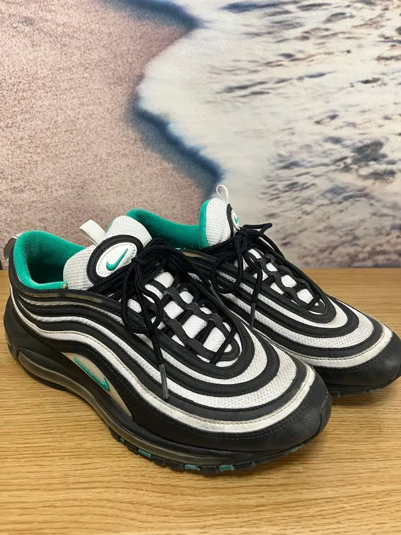 [NIKE AIR MAX 97 Black x White x Green 27cm]