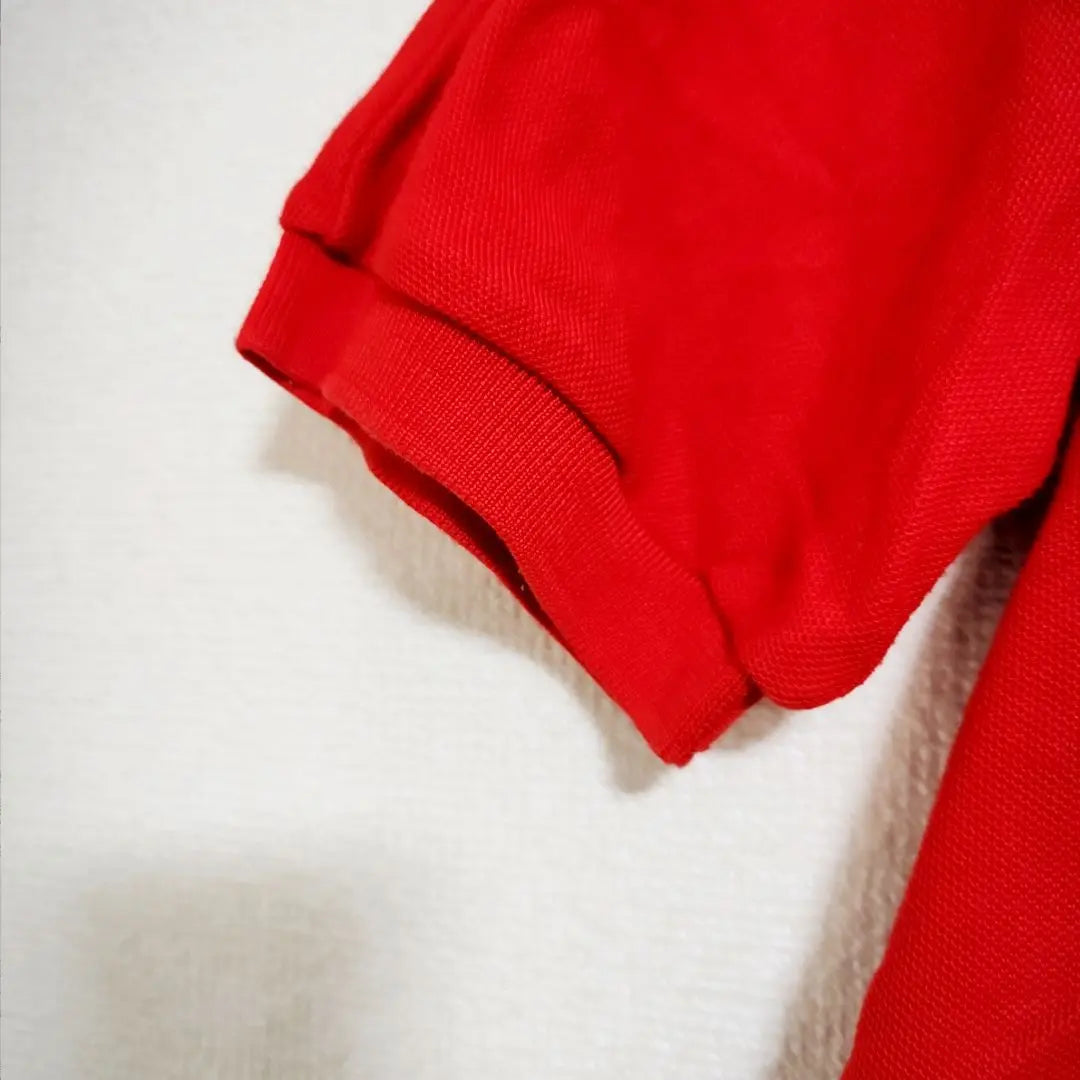 ★Camiseta polo de manga corta Miki House con parche bordado M rojo Hermoso artículo