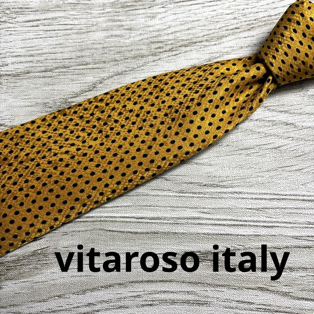 Vitaroso Italy Gold Polka Dot Pattern Tie ②