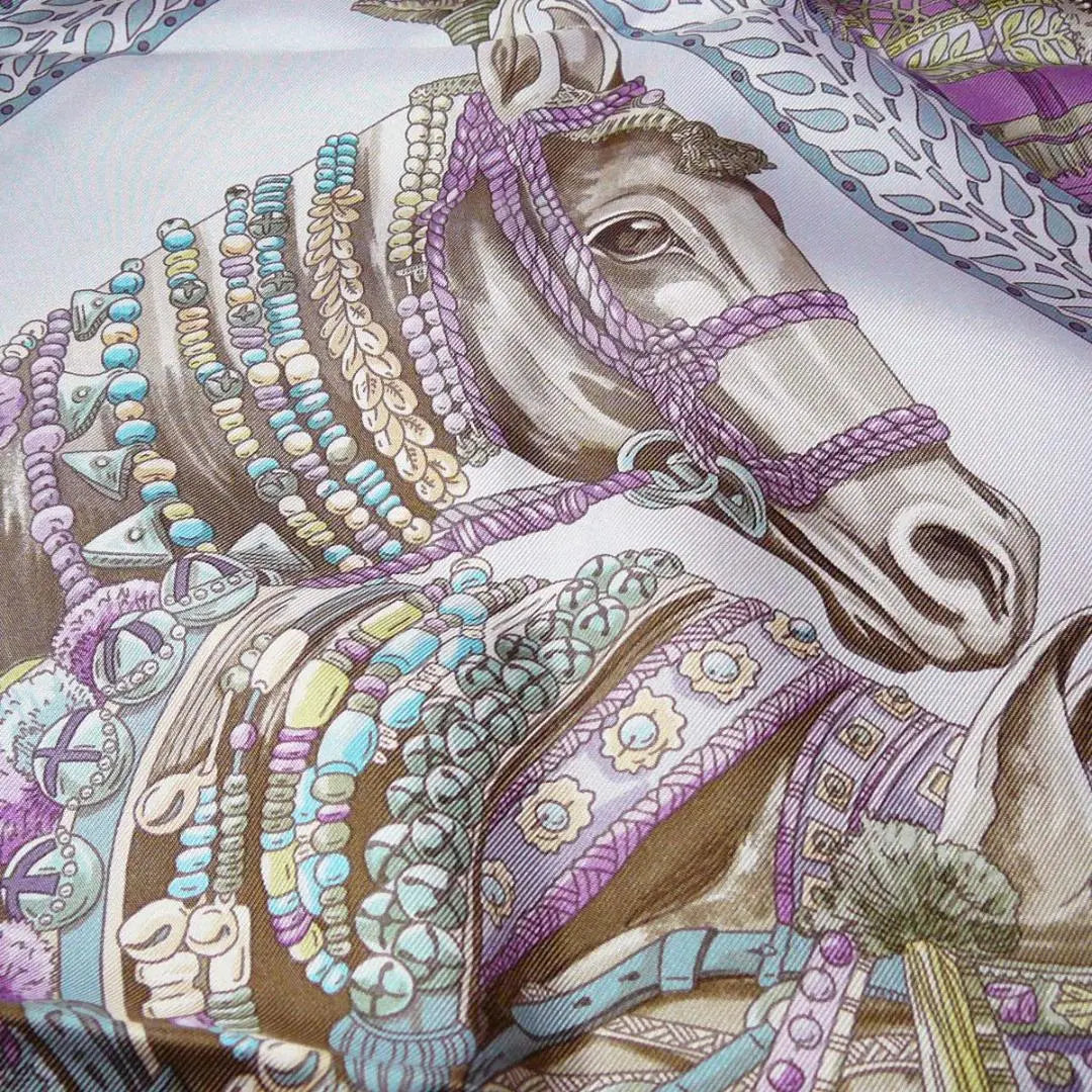 Unused Popular Hermes Malwali Horse Dance Care 90 Scarf GRAY | 未使用 人気　エルメス マールワーリ馬のダンス カレ90 スカーフ gray