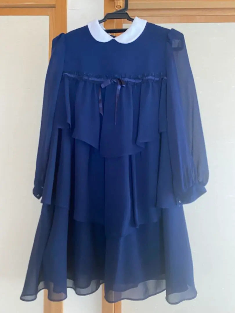 Navy frilled dress (with white collar)