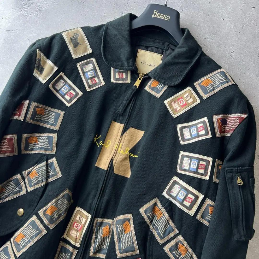 A unique presence! Karlhelm Full Deco Patch Bomber Jacket Black