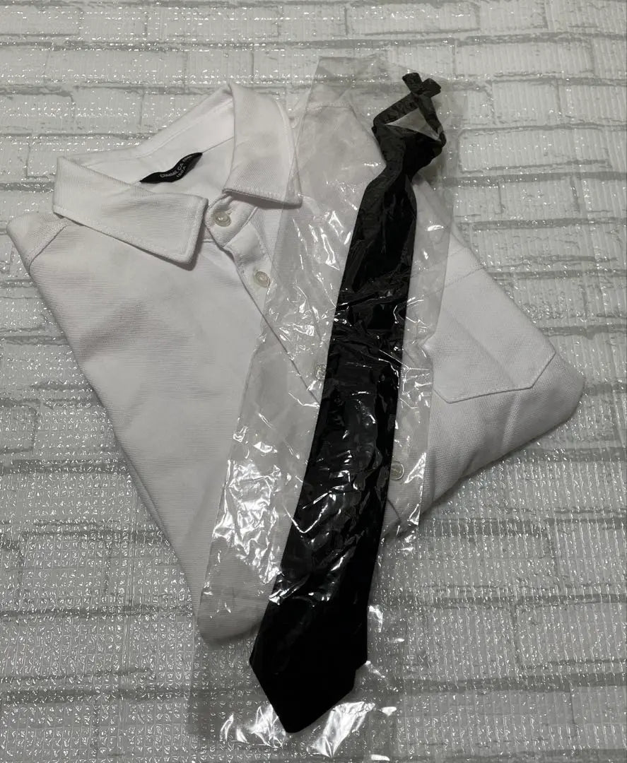 [Good condition] Com-Simmu shirt with tie, long sleeve, white polo shirt, formal 150 | 【美品】コムサイズム ネクタイ付きシャツ 長袖 白ポロシャツ フォーマル 150