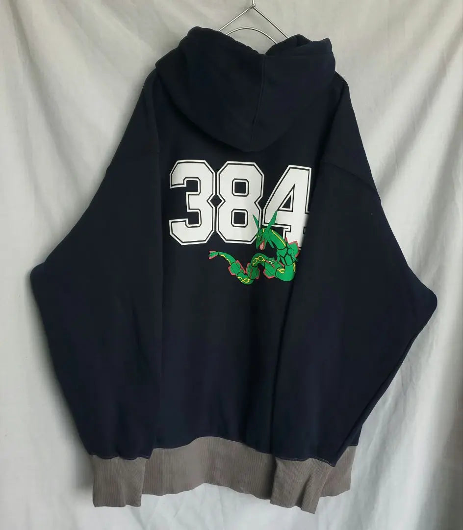 Sudadera con capucha de peso pesado GU Pokemon Rayquaza XL Navy Game