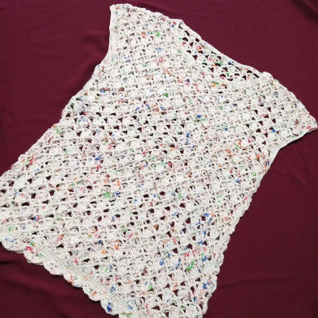 Crochet Colorful French Sleeve Vest White