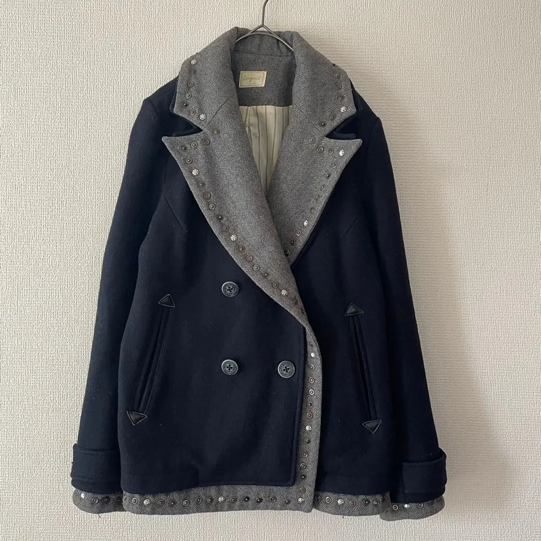 Abrigo de capas Ungrid Peacoat Navy Gray M