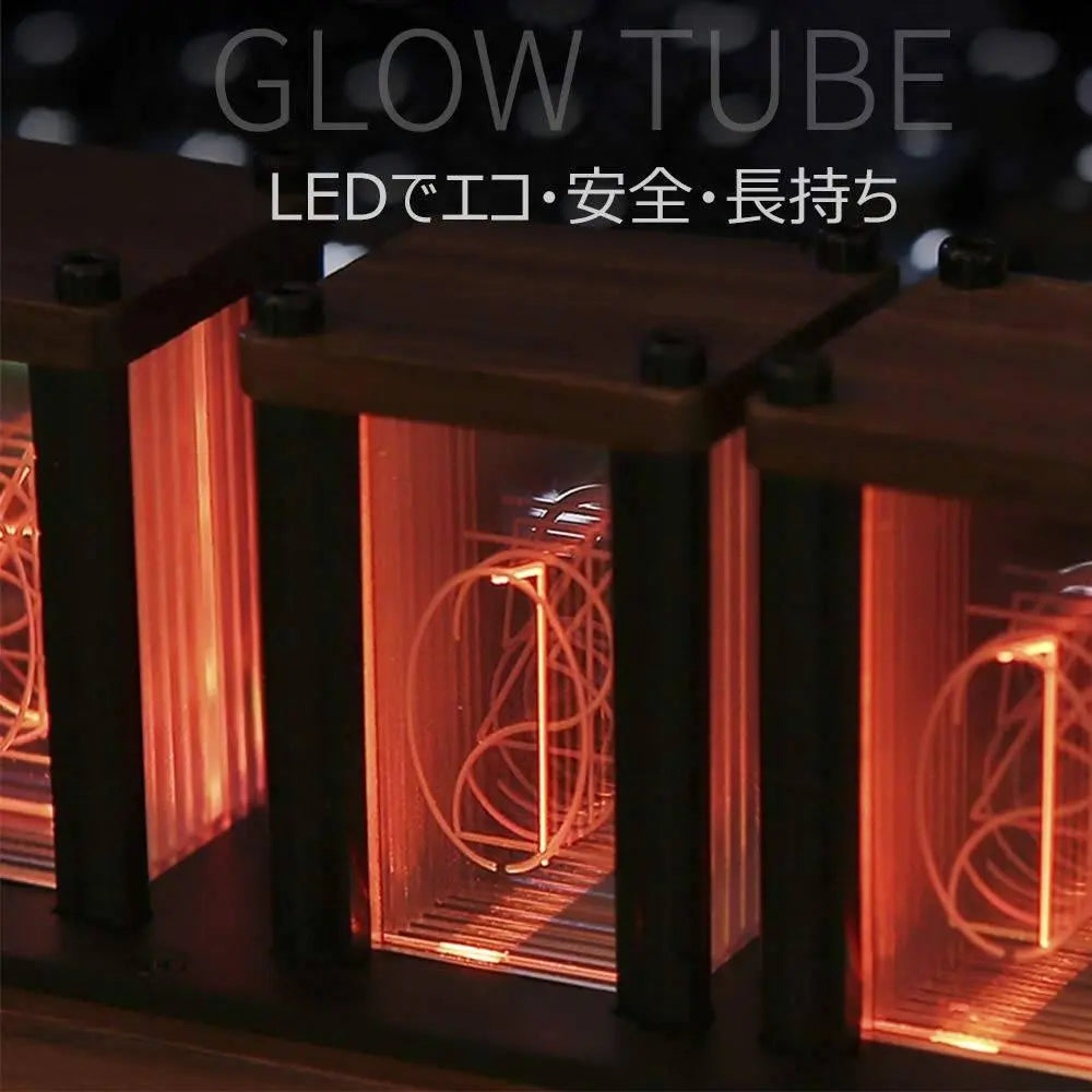 Retro modern digital table clock with Nixie tube style design