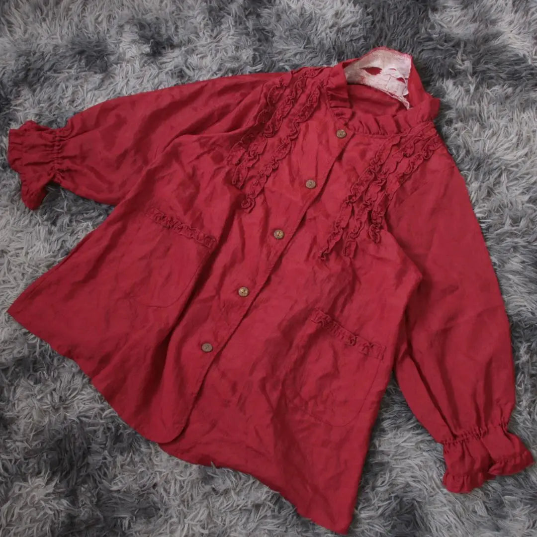 COACHHOUSE Collar Ruffle Nylon Coat Women's Red FREE