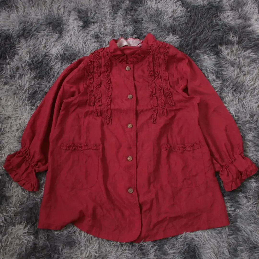 COACHHOUSE Collar Ruffle Nylon Coat Women's Red FREE