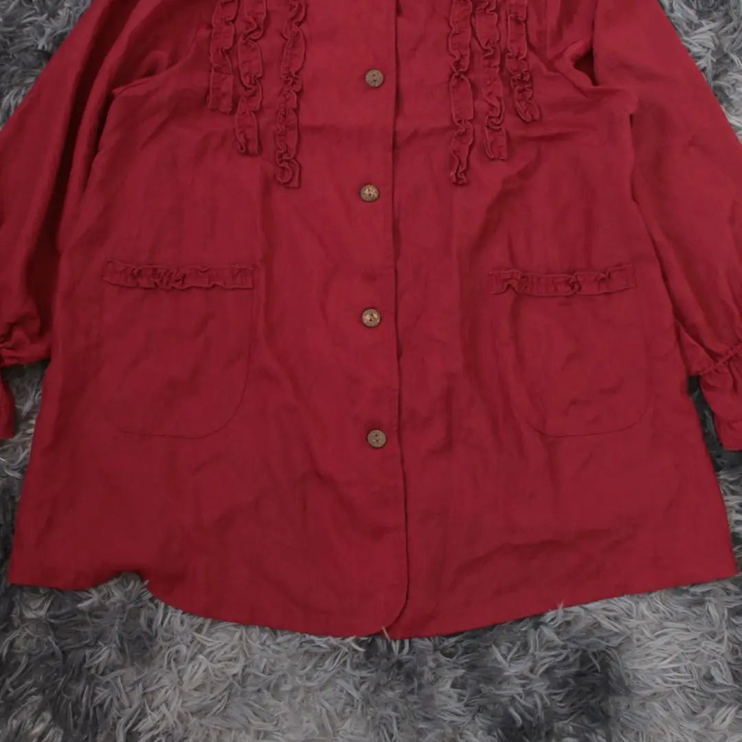 COACHHOUSE Collar Ruffle Nylon Coat Women's Red FREE