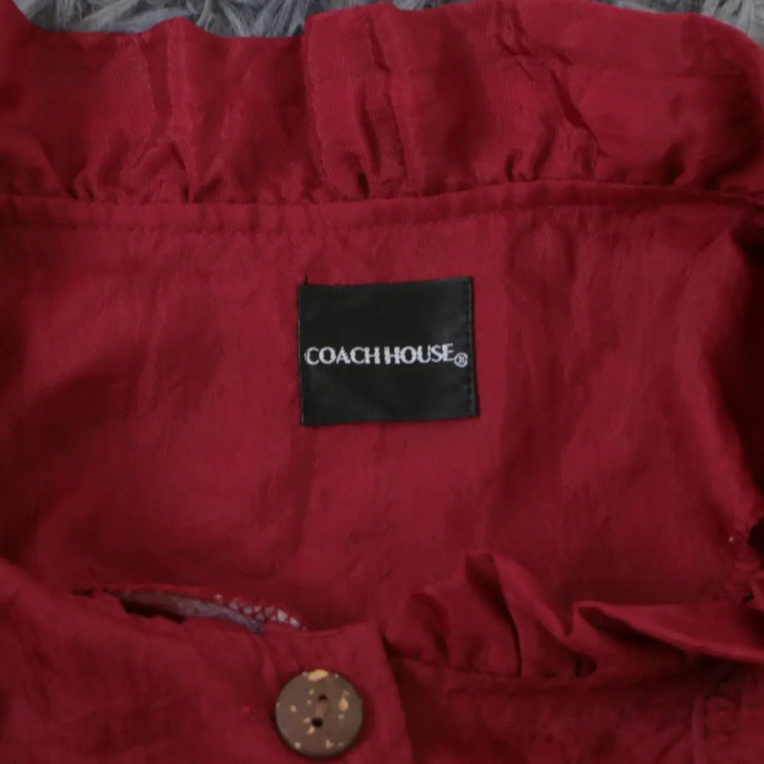 COACHHOUSE Abrigo de nailon con cuello y volantes para mujer, color rojo, GRATIS