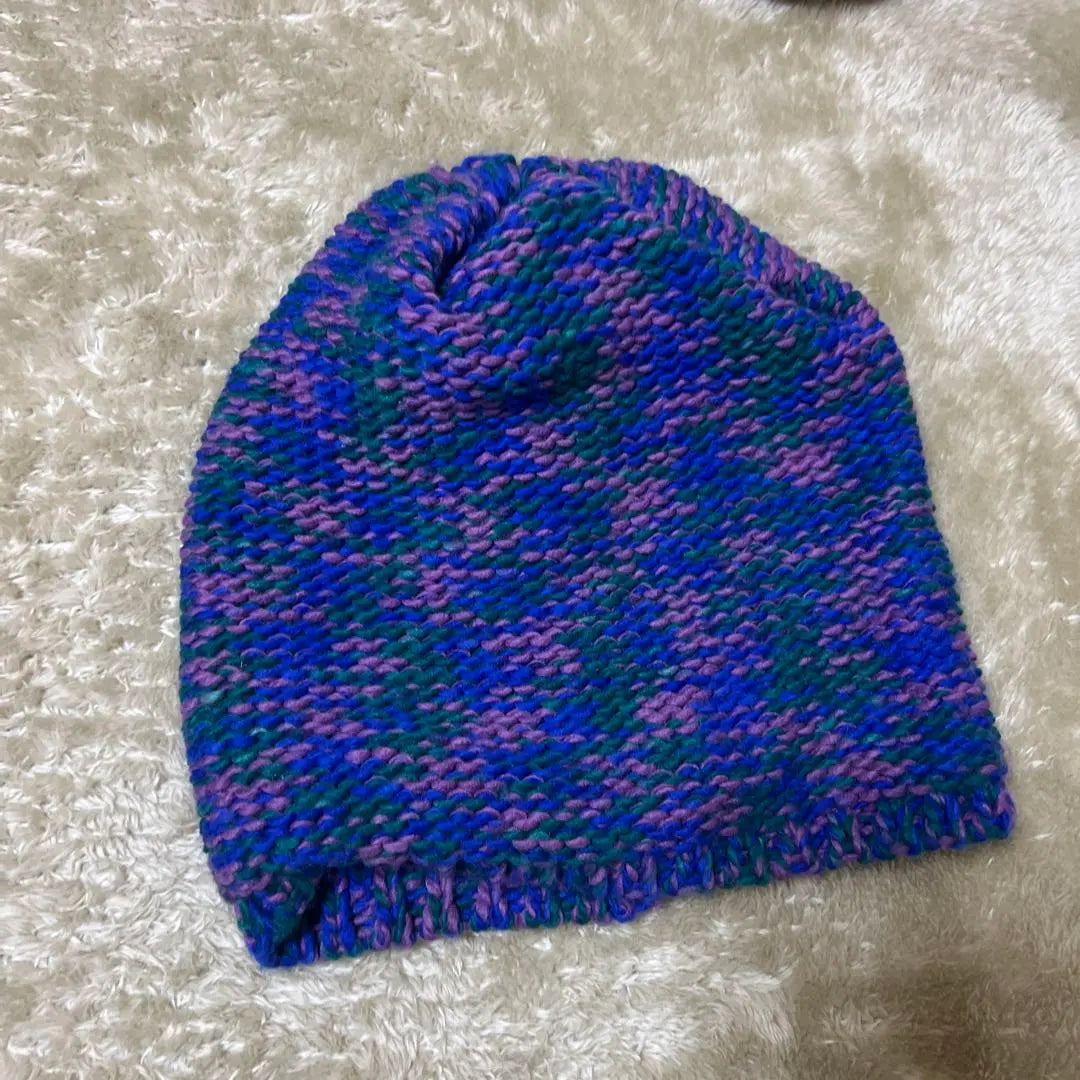 Knit hat, beanie purple, blue, green