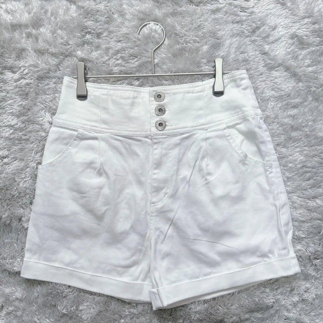 sorridere shorts high waist (L) white elastic cotton