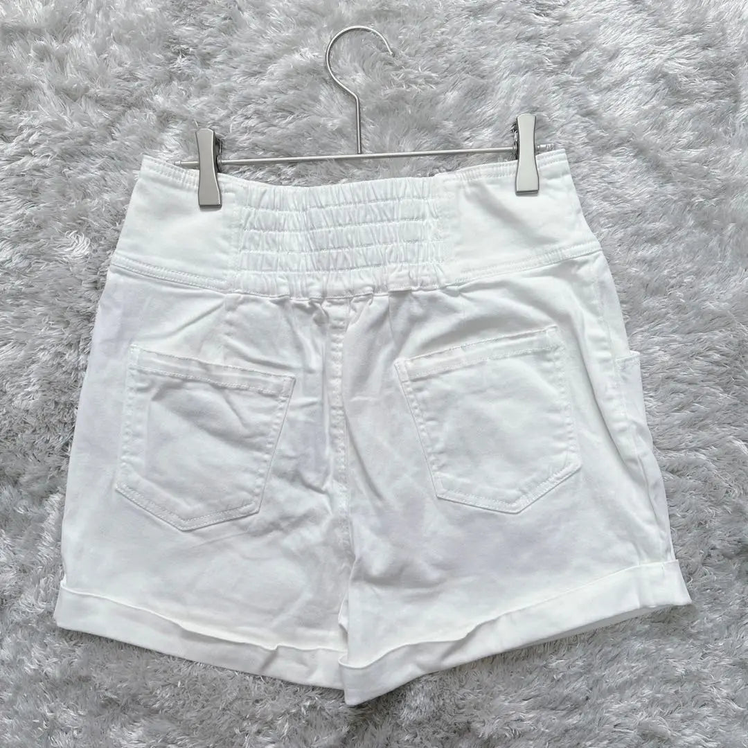 sorridere shorts high waist (L) white elastic cotton