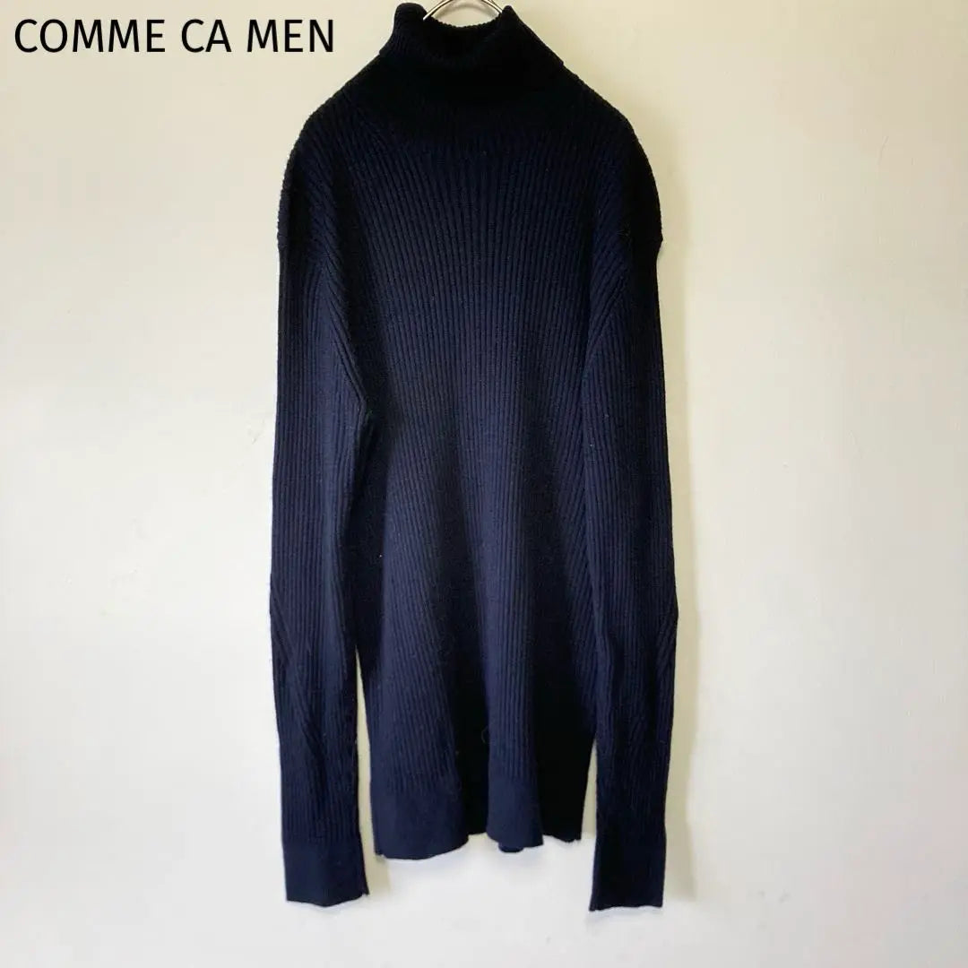 Com Samen Turtleneck Knit Sweater Rib Thin Hair 30% Men's Navy