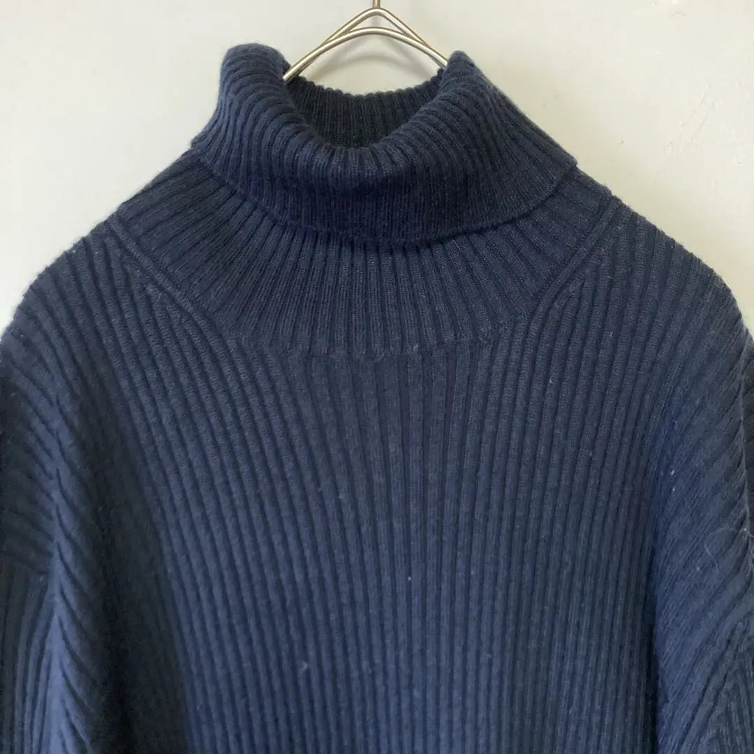 Com Samen Turtleneck Knit Sweater Rib Thin Hair 30% Men's Navy